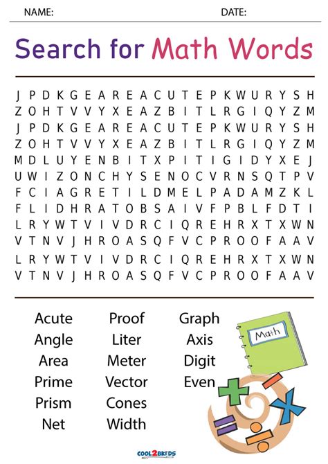 Free Printable Word Search Math Terms