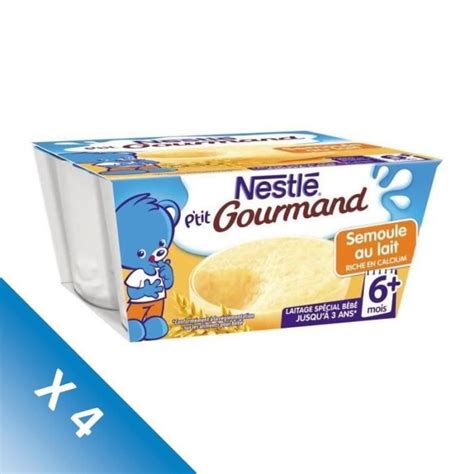 LOT DE 4 NESTLÉ P tit Gourmand Semoule au Lait 4x100 g Dès 6 mois