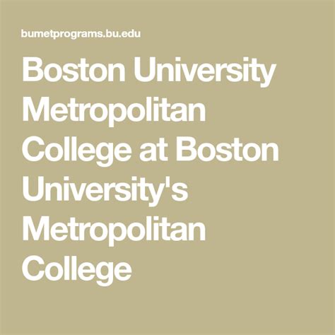 Boston University Metropolitan College at Boston University's ...