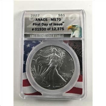 American Silver Eagle First Day Of Issue Graded Ms By Anacs Oz