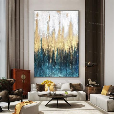 Large Abstract Artwork Painting Teal Wall Art Framed Wall Art Original