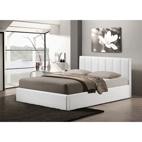 Templemore Leather Queen Platform Bed - White | DCG Stores