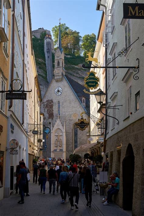 Salzburg Austria October 1 2023 Getreidegasse Shopping Street In