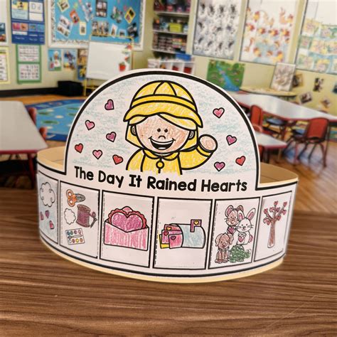 The Day It Rained Hearts Sequencing Hat - Simply Kinder + Printable