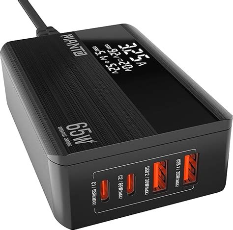 Manto 65w Usb C Ladegerät Mit Led Anzeige 4 Port Ladestation Mit 2x Usb C And 2x Usb A