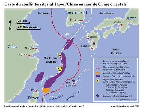 Carte Du Conflit Territorial Japon Chine En Mer De Chine Orientale