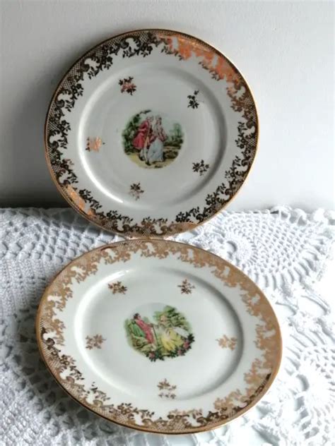 Anciennes Assiettes Dessert Porcelaine Limoges Fragonard