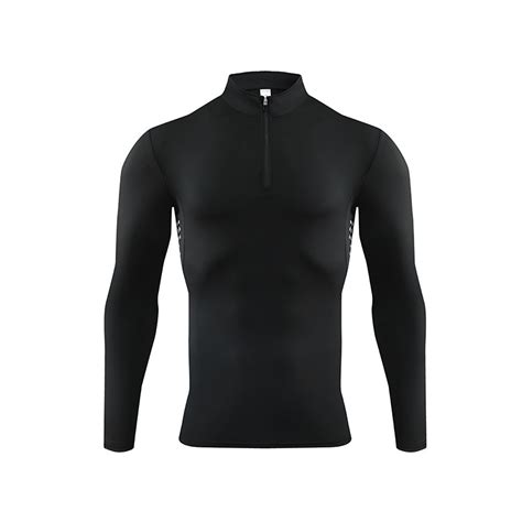 Casual Long Sleeved Elastic Mens Sportswear Solid Color Quick Drying