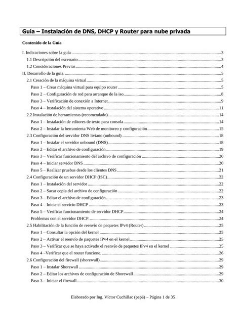 Pdf Gu A Instalaci N De Dns Dhcp Y Router Para Nube Privadacuchillac