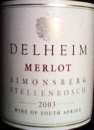 Delheim Merlot South Africa Coastal Region Stellenbosch