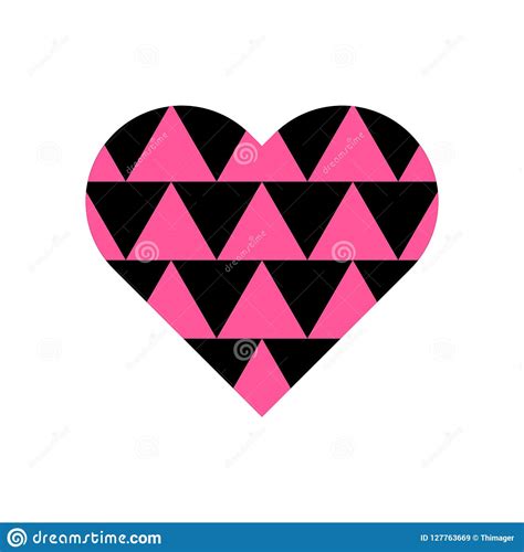 Pink And Black Triangle Pattern On Heart Symbol Stock Illustration