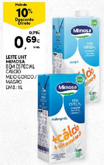 Promoção Leite UHT Mimosa 1L em Continente