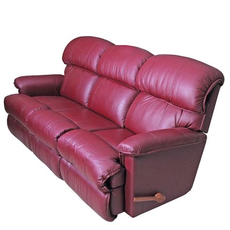 Burgundy Leather Reclining Sofa By La Z Boy Ebth