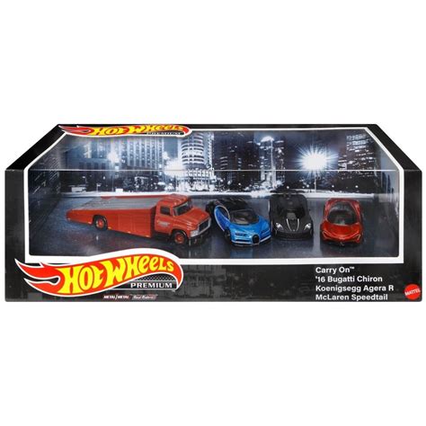 Hot Wheels Premium Collector Display Set Exotic Hypercars Carry On Bugatti Chiron Koenigsegg