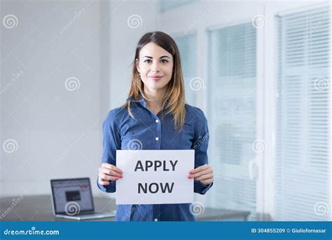 encouraging apply  sign held  professional stock image image