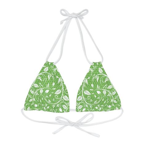 Flora Mint String Bikini Top Etsy