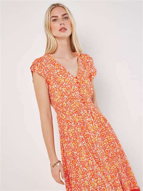 Ditsy Floral Maxi Dress Apricot Clothing