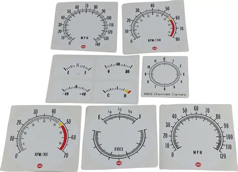 Ecklers Gauge Ovelay White Face Camaro 69