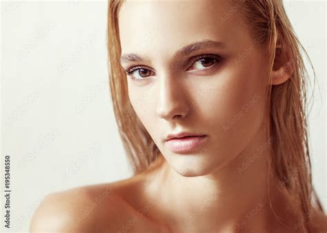 Happy Beautiful Girl Nude Fashion Portrait Of A White Haired Girl Expressive Facial