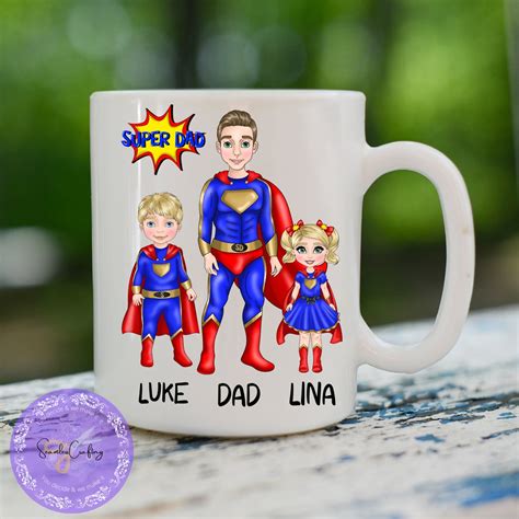 Personalised Superhero Dad Character And Kids Fathers Day T