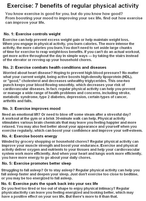 Exercise 7 Benefits Of Regular Physical Activity You Know Exercise Is Good For You But Do You