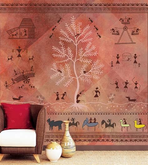 Life N Colors Chitra The Best Modern Warli Art Wallpaper Design For Walls