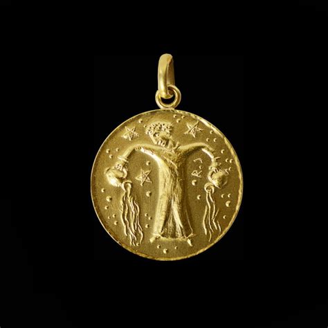 Médaille Signe du Zodiaque en or 18k Verseau 1 Fabricant Paris