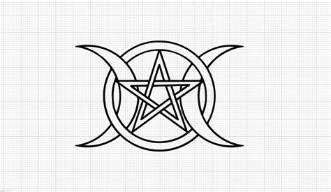 Triple Goddess Moons With Pentagram Svg Pdf Eps  Etsy