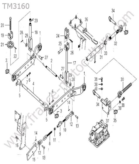 Vue éclatée et pièces détachées Relevage 3 points pour TM3160 ISEKI