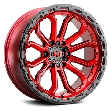 Vision Off Road Korupt Wheels Gloss Red With Gloss Black Lip Rims