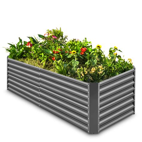 Land Guard 8×4×2 Ft Galvanized Raised Garden Bed Kit Galvanized