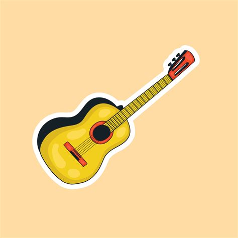 Colorful Hand Drawn Classic Guitar Illustration Vector Art At