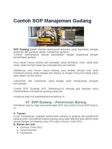 Contoh Sop Manajemen Gudang Pdf