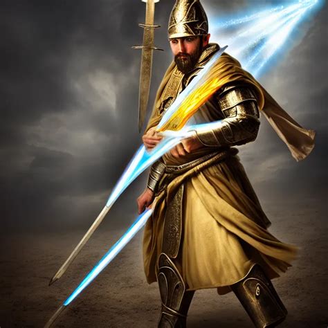 Photo Of A Holy Cleric Warrior With Light Powers Stable Diffusion