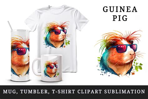 Cool Guinea Pig Tumbler Mug Wrap Clipart Graphic By Tati Design