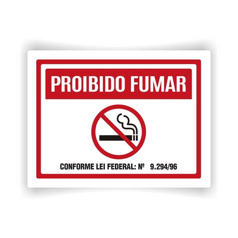 Placa de Sinalização Proibido Fumar Conforme Lei Federal Tam