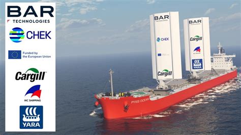 輪船加風帆更省油料及環保 Cargill chartered Pyxis Ocean is first ship to sail with