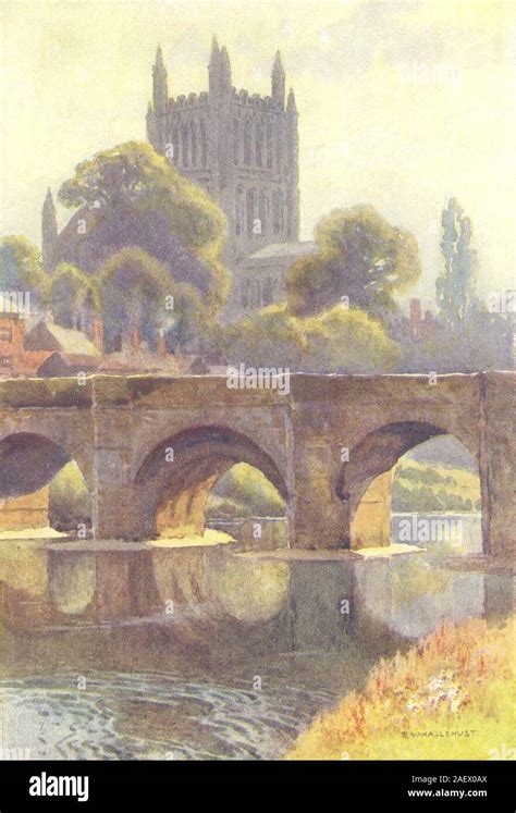 Old Wye Bridge Hereford By Ernest Haslehust Vintage Print