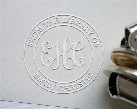 From The Library Of Embosser Custom Initials Embosser Stamp