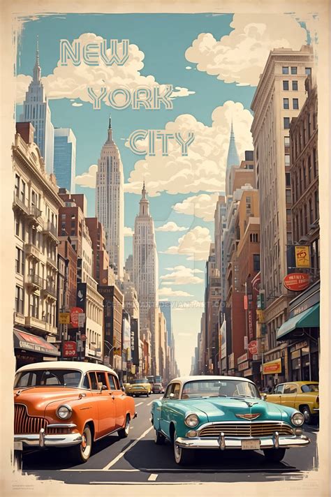 New York City Vintage Retro Travel Art By Ceemkoart On Deviantart