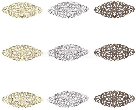 Shop PandaHall Elite 60 Pcs 3 Colors Tibetan Style Iron Oval Filigree