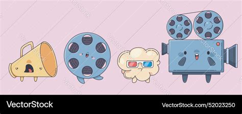 Happy funny movie cartoon characters Royalty Free Vector