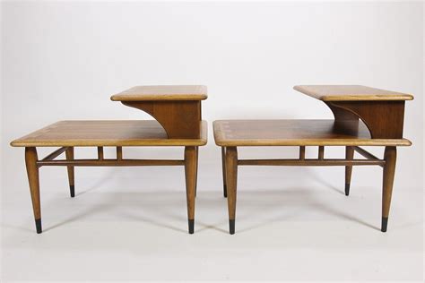 Pair Lane Acclaim Step End Tables Mid Century 900 07 Walnut Ash