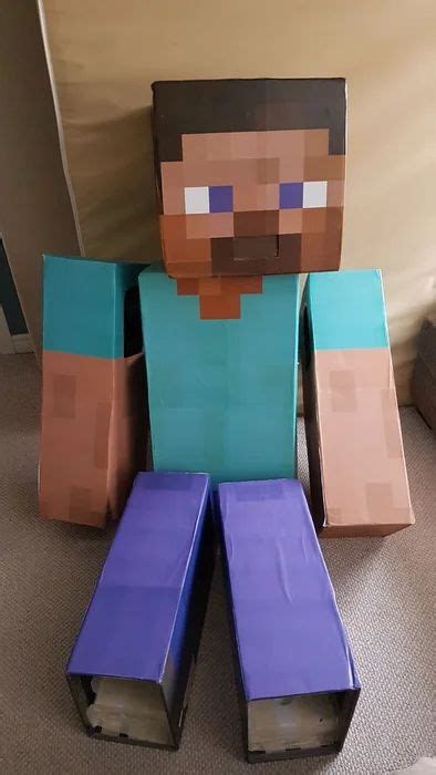 Minecraft Steve Cardboard Box Costume Diy Cardboard Box Costume Box