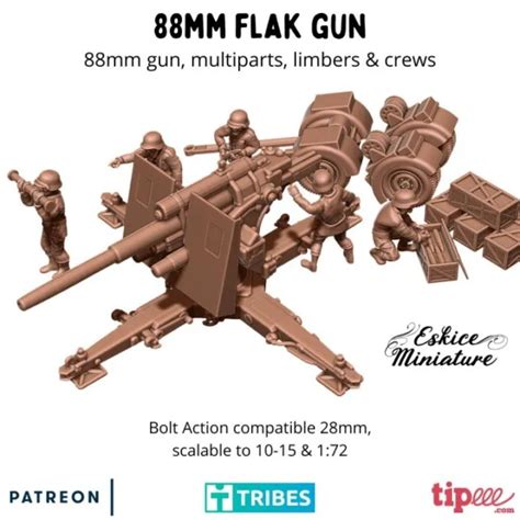 Wwii German 88mm Flak Gun With Crew Resin Bolt Action Chain Of