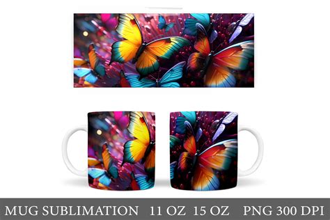 3D Butterflies Mug Sublimation Graphic by shishkovaiv · Creative Fabrica