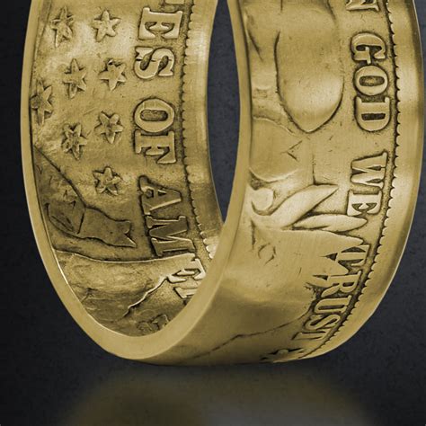 Barber Gold Plated Half Dollar Handcrafted Ring Custom Coin Rings Rings Made From Coins