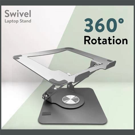 Uncaged Ergonomics Swivel Rise Adjustable Laptop Desk Stand Silver