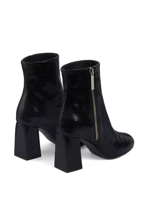 Giuseppe Zanotti Sveva Lizardskin Effect Ankle Boots In Black Modesens