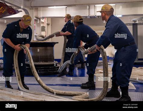 sailors assigned  uss gerald  fords cvn  deck department heave